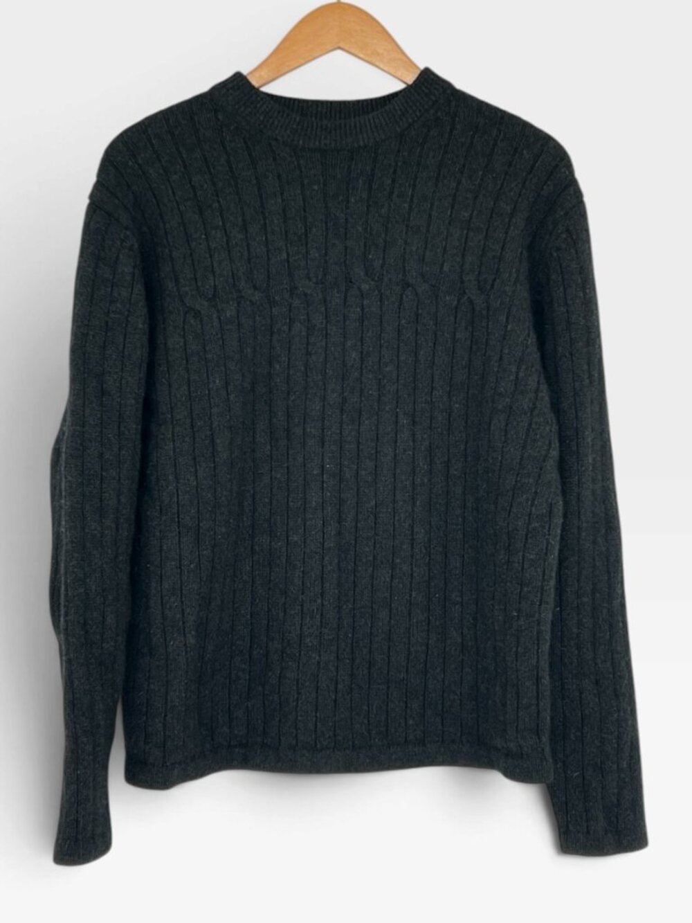 Vintage 90s Grayson & Dunn 2-Ply Cashmere Ribbed Cable Fisherman Sweater Mens L